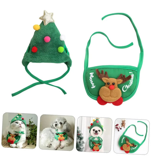 Bonnet de Noël pour Chien et Chat - Accessoire Festif avec Bavette