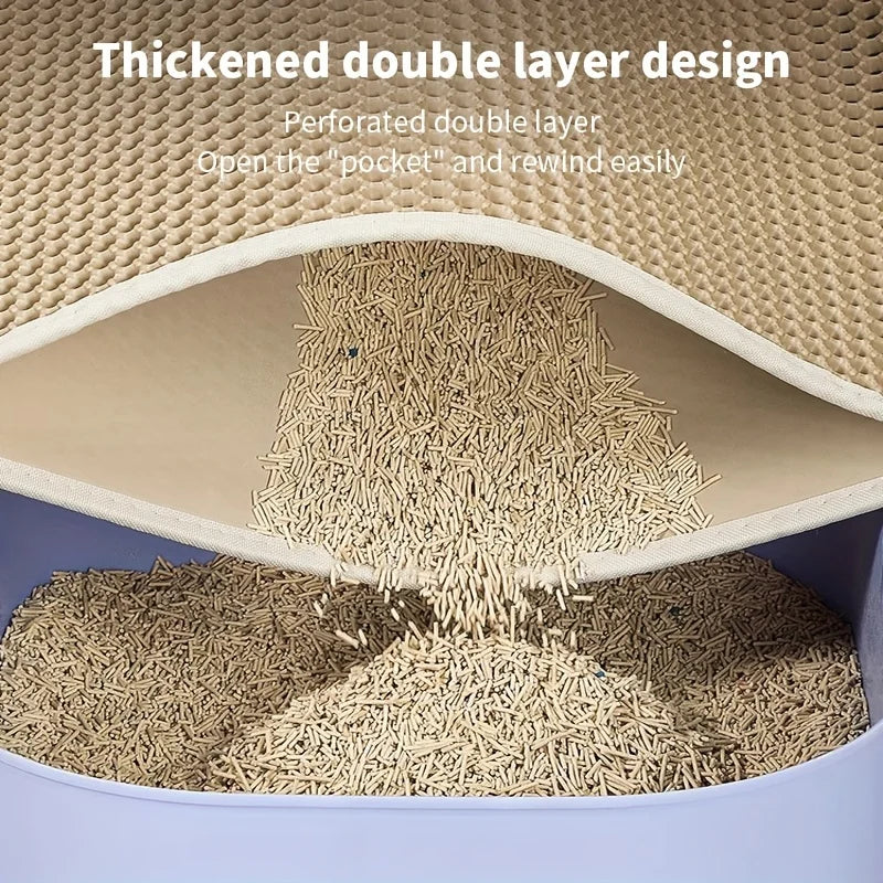 Tapis Litière Chat Double Couche Moka - Anti-Dispersion Nid d'Abeille